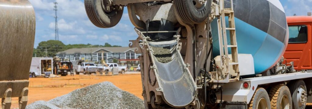 Onsite mix concrete prepared at construction site