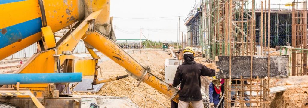 Ready Mix Concrete truck delivering at a construction site