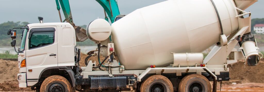 Truck supplying ready mix concrete for strong builds